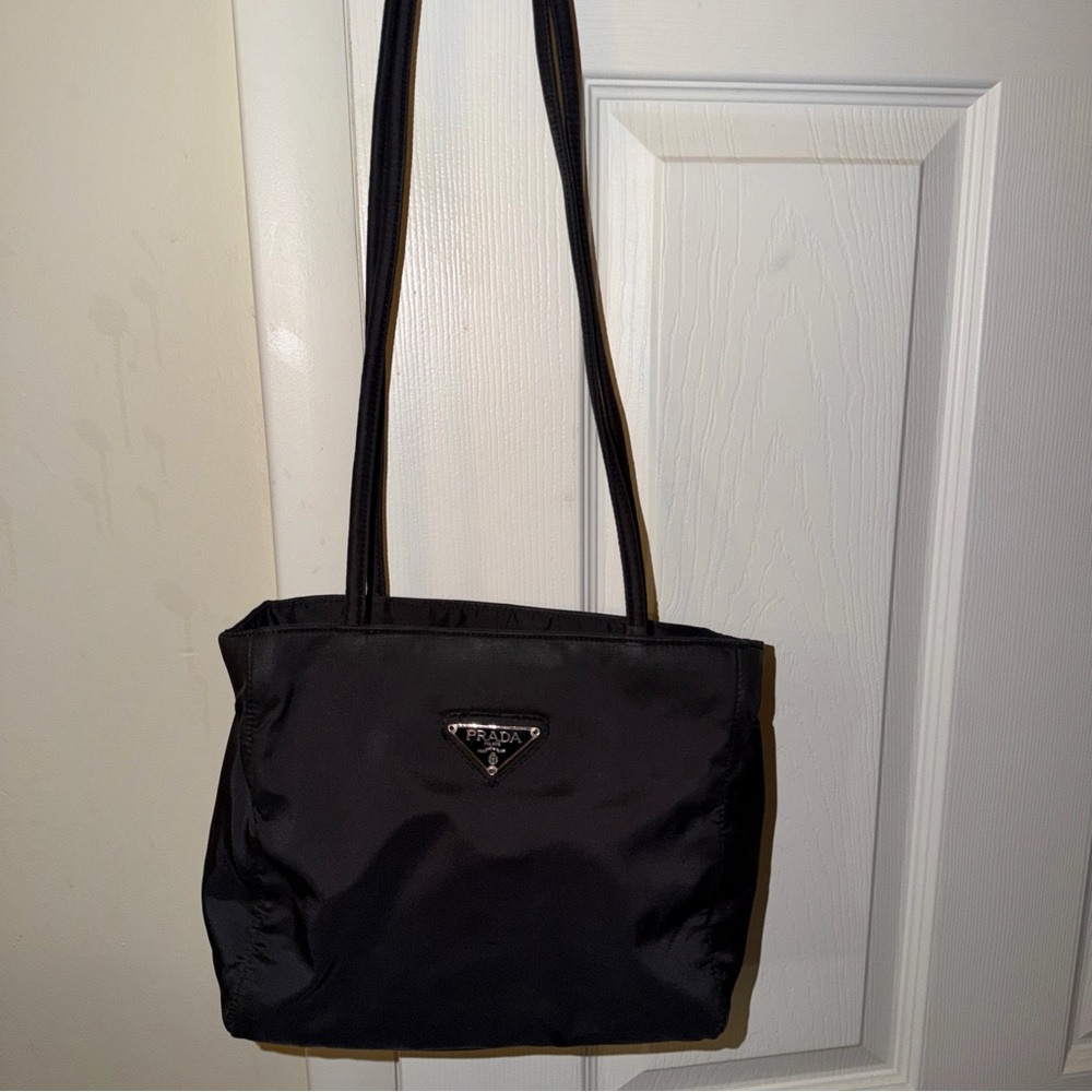 Prada Black Nylon Tote with Logo Triangle